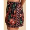 image:imageWomens Floral Graphic Skirt Shorts Drawstring Waist Tropical Boho Wrap SkortsMulticolor Red
