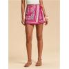 image:imageWomens Floral Graphic Skirt Shorts Drawstring Waist Tropical Boho Wrap SkortsPink