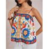 image:imageWomens Floral Tropical Boho Tops Spaghetti Strap Tank Top Vacation Beach Summer Camisole TopsBlue Multicolor