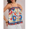image:imageWomens Floral Tropical Boho Tops Spaghetti Strap Tank Top Vacation Beach Summer Camisole TopsBlue Multicolor
