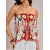 image:imageWomens Floral Tropical Boho Tops Spaghetti Strap Tank Top Vacation Beach Summer Camisole TopsRed Multicolor