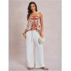 image:imageWomens Floral Tropical Boho Tops Spaghetti Strap Tank Top Vacation Beach Summer Camisole TopsRed Multicolor