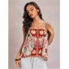 image:imageWomens Floral Tropical Boho Tops Spaghetti Strap Tank Top Vacation Beach Summer Camisole TopsRed Multicolor
