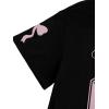 image:imageWomens Graphic Letter Tee Crew Neck Drop Shoulder Trendy Summer T Shirt Short Sleeve Vintage Car Print TopBlack and Pink