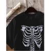 image:imageWomens Graphic Letter Tee Crew Neck Drop Shoulder Trendy Summer T Shirt Short Sleeve Vintage Car Print TopBone Black
