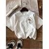 image:imageWomens Graphic Letter Tee Crew Neck Drop Shoulder Trendy Summer T Shirt Short Sleeve Vintage Car Print TopCartoon Print White