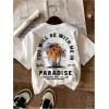 image:imageWomens Graphic Letter Tee Crew Neck Drop Shoulder Trendy Summer T Shirt Short Sleeve Vintage Car Print TopCartoon Print White