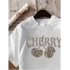 image:imageWomens Graphic Letter Tee Crew Neck Drop Shoulder Trendy Summer T Shirt Short Sleeve Vintage Car Print TopLeopard White