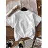 image:imageWomens Graphic Letter Tee Crew Neck Drop Shoulder Trendy Summer T Shirt Short Sleeve Vintage Car Print TopLeopard White
