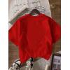 image:imageWomens Graphic Letter Tee Crew Neck Drop Shoulder Trendy Summer T Shirt Short Sleeve Vintage Car Print TopLetter Red