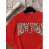 image:imageWomens Graphic Letter Tee Crew Neck Drop Shoulder Trendy Summer T Shirt Short Sleeve Vintage Car Print TopLetter Red