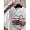 image:imageWomens Graphic Letter Tee Crew Neck Drop Shoulder Trendy Summer T Shirt Short Sleeve Vintage Car Print TopRetro White