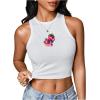 image:imageWomens Graphic Y2k Ribbed Tank Tops Sleeveless Martini Casual Slim Fit Summer Crop TopDeep White