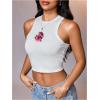 image:imageWomens Graphic Y2k Ribbed Tank Tops Sleeveless Martini Casual Slim Fit Summer Crop TopDeep White