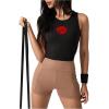 image:imageWomens Graphic Y2k Ribbed Tank Tops Sleeveless Martini Casual Slim Fit Summer Crop TopGraphic Black