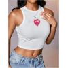 image:imageWomens Graphic Y2k Ribbed Tank Tops Sleeveless Martini Casual Slim Fit Summer Crop TopLight White