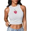 image:imageWomens Graphic Y2k Ribbed Tank Tops Sleeveless Martini Casual Slim Fit Summer Crop TopLight White