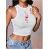 image:imageWomens Graphic Y2k Ribbed Tank Tops Sleeveless Martini Casual Slim Fit Summer Crop TopMix White