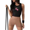 image:imageWomens Graphic Y2k Ribbed Tank Tops Sleeveless Martini Casual Slim Fit Summer Crop TopPink Black