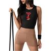 image:imageWomens Graphic Y2k Ribbed Tank Tops Sleeveless Martini Casual Slim Fit Summer Crop TopPrint Black