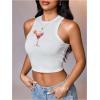 image:imageWomens Graphic Y2k Ribbed Tank Tops Sleeveless Martini Casual Slim Fit Summer Crop TopPure White