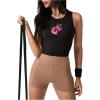 image:imageWomens Graphic Y2k Ribbed Tank Tops Sleeveless Martini Casual Slim Fit Summer Crop TopSoft Black