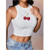 image:imageWomens Graphic Y2k Ribbed Tank Tops Sleeveless Martini Casual Slim Fit Summer Crop TopSoft White