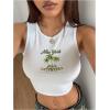 image:imageWomens Graphic Y2k Ribbed Tank Tops Sleeveless Martini Casual Slim Fit Summer Crop TopWhite Green