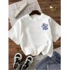 image:imageWomens Hawaiian Shirts Tropical Graphic Tees Crewneck Short Sleeve Vacation Summer T ShirtWhite and Blue