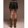 image:imageWomens Lace Trim Satin Shorts Shiny Elastic Waist Mini Shorts French KnickersBlack