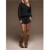 image:imageWomens Lace Trim Satin Shorts Shiny Elastic Waist Mini Shorts French KnickersBlack
