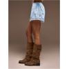 image:imageWomens Lace Trim Satin Shorts Shiny Elastic Waist Mini Shorts French KnickersBlue