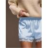 image:imageWomens Lace Trim Satin Shorts Shiny Elastic Waist Mini Shorts French KnickersBlue