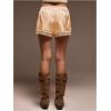 image:imageWomens Lace Trim Satin Shorts Shiny Elastic Waist Mini Shorts French KnickersBright Yellow