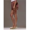 image:imageWomens Lace Trim Satin Shorts Shiny Elastic Waist Mini Shorts French KnickersBrown