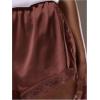 image:imageWomens Lace Trim Satin Shorts Shiny Elastic Waist Mini Shorts French KnickersBrown