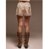 image:imageWomens Lace Trim Satin Shorts Shiny Elastic Waist Mini Shorts French KnickersChampagne White