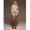 image:imageWomens Lace Trim Satin Shorts Shiny Elastic Waist Mini Shorts French KnickersChampagne White