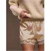 image:imageWomens Lace Trim Satin Shorts Shiny Elastic Waist Mini Shorts French KnickersChampagne White