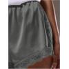 image:imageWomens Lace Trim Satin Shorts Shiny Elastic Waist Mini Shorts French KnickersDark Grey