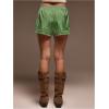 image:imageWomens Lace Trim Satin Shorts Shiny Elastic Waist Mini Shorts French KnickersGreen
