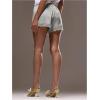 image:imageWomens Lace Trim Satin Shorts Shiny Elastic Waist Mini Shorts French KnickersGrey