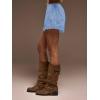 image:imageWomens Lace Trim Satin Shorts Shiny Elastic Waist Mini Shorts French KnickersLight Blue