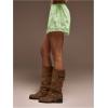 image:imageWomens Lace Trim Satin Shorts Shiny Elastic Waist Mini Shorts French KnickersLight Green