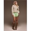 image:imageWomens Lace Trim Satin Shorts Shiny Elastic Waist Mini Shorts French KnickersLight Green