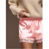image:imageWomens Lace Trim Satin Shorts Shiny Elastic Waist Mini Shorts French KnickersLight Pink