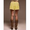 image:imageWomens Lace Trim Satin Shorts Shiny Elastic Waist Mini Shorts French KnickersLight Yellow