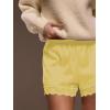 image:imageWomens Lace Trim Satin Shorts Shiny Elastic Waist Mini Shorts French KnickersLight Yellow