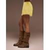 image:imageWomens Lace Trim Satin Shorts Shiny Elastic Waist Mini Shorts French KnickersLight Yellow