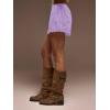 image:imageWomens Lace Trim Satin Shorts Shiny Elastic Waist Mini Shorts French KnickersPurple